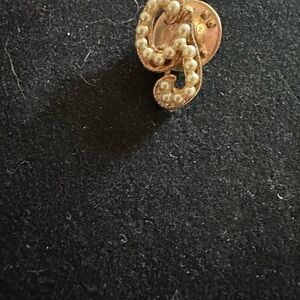 Vintage Gold and Pearl small Letter Pin